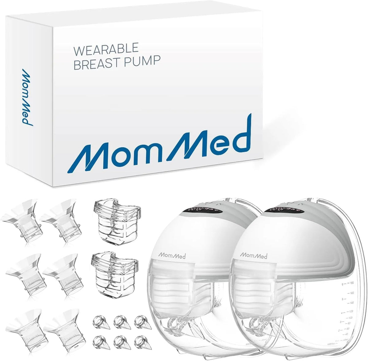 Milchpumpe, elektrische Stillpumpe, MOMMED, tragbar, leise, inklusive 17/19/21 mm Flanscheinsätze