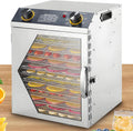 12tiers Trockenschrank, Dörrautomat, Dörrgerät, Lebensmitteltrockner, 28,5×20cm, 40 bis 90 °C, 20 cm, 25 mm, Timer, 2 Temperaturzonen, Edelstahl