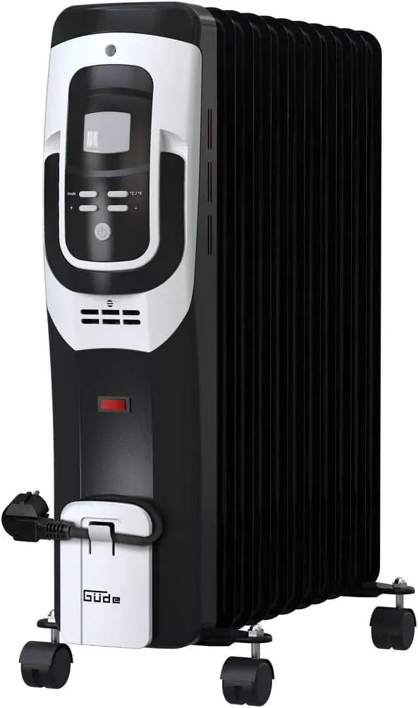 OR 2500 LCD-Display, Kipp- & Überhitzungsschutz, Güde Ölradiator -11 DT, 2500 W, Handgriff & 4 Rollen, stufenlos regulierbarer Thermostat