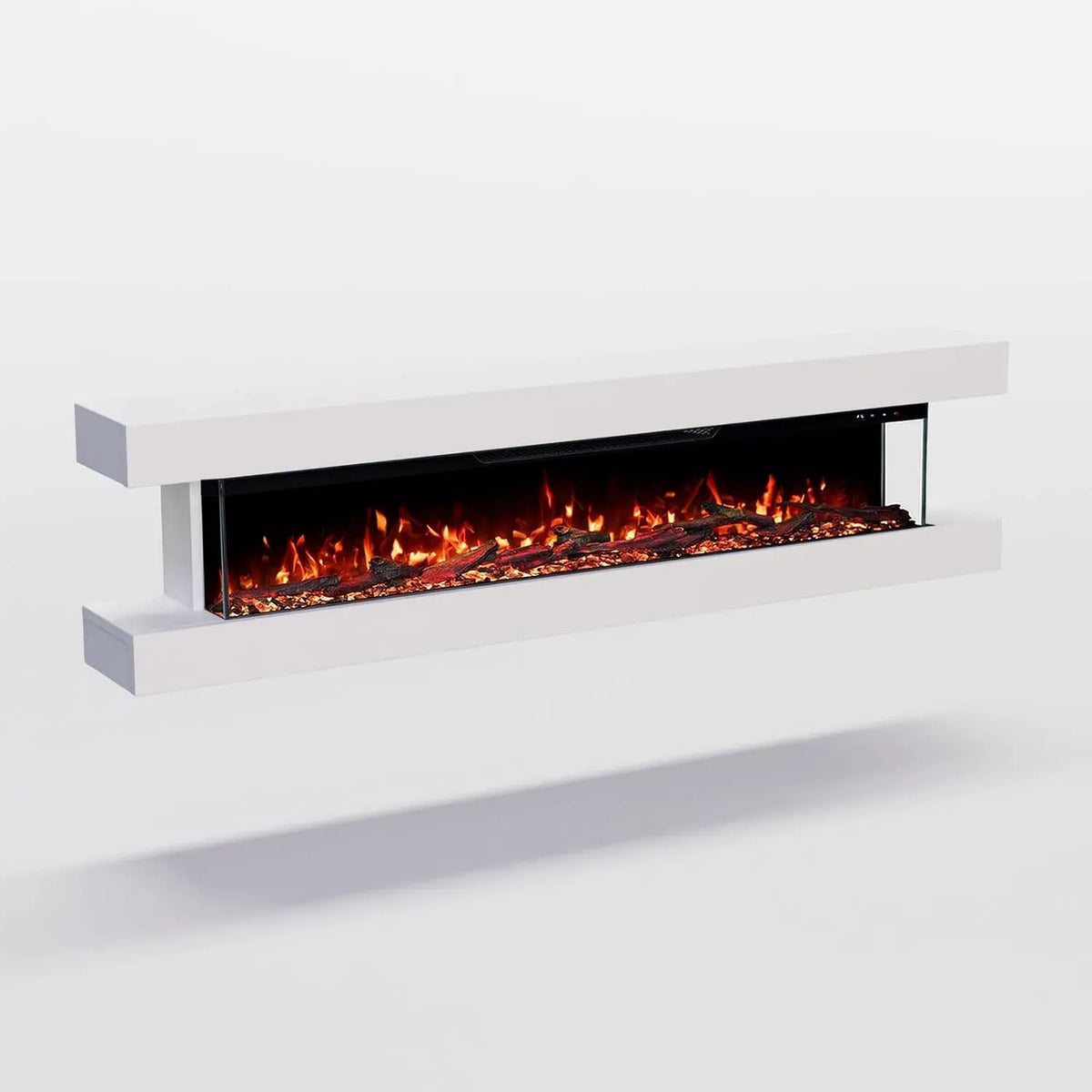Elektrokamin, Heizung, elektrischer Kamin, 149x52x21 cm, 1800 W, Timer, App, 3D-Optik, Wärmefunktion, Weiß