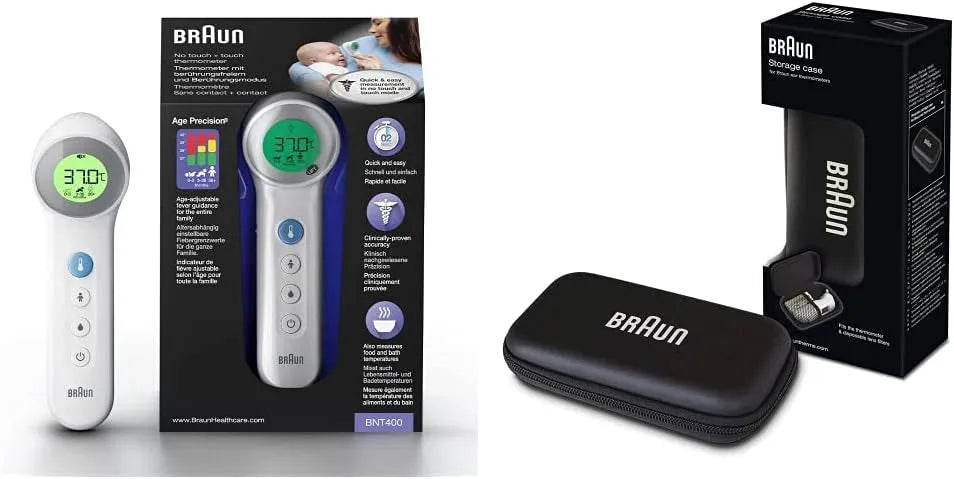Braun BNT400 Aufbewahrungstasche, Thermometer, Touch-Bedienung, Hygiene, für ThermoScan Ohrthermometer