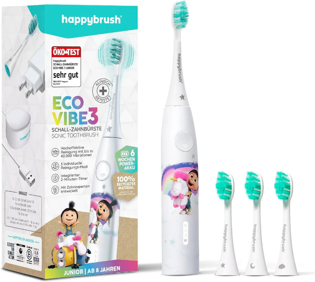 Zahnbürste, Elektrozahnbürste, für Kinder inkl. 3 Aufsteckbürsten