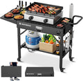 Elektrischer Pizzaofen, 17 Zoll, tragbar, Outdoor, Grill, Camping, Tragbarer Grillstand für Garten, Campingtisch mit großer Ablagefläche