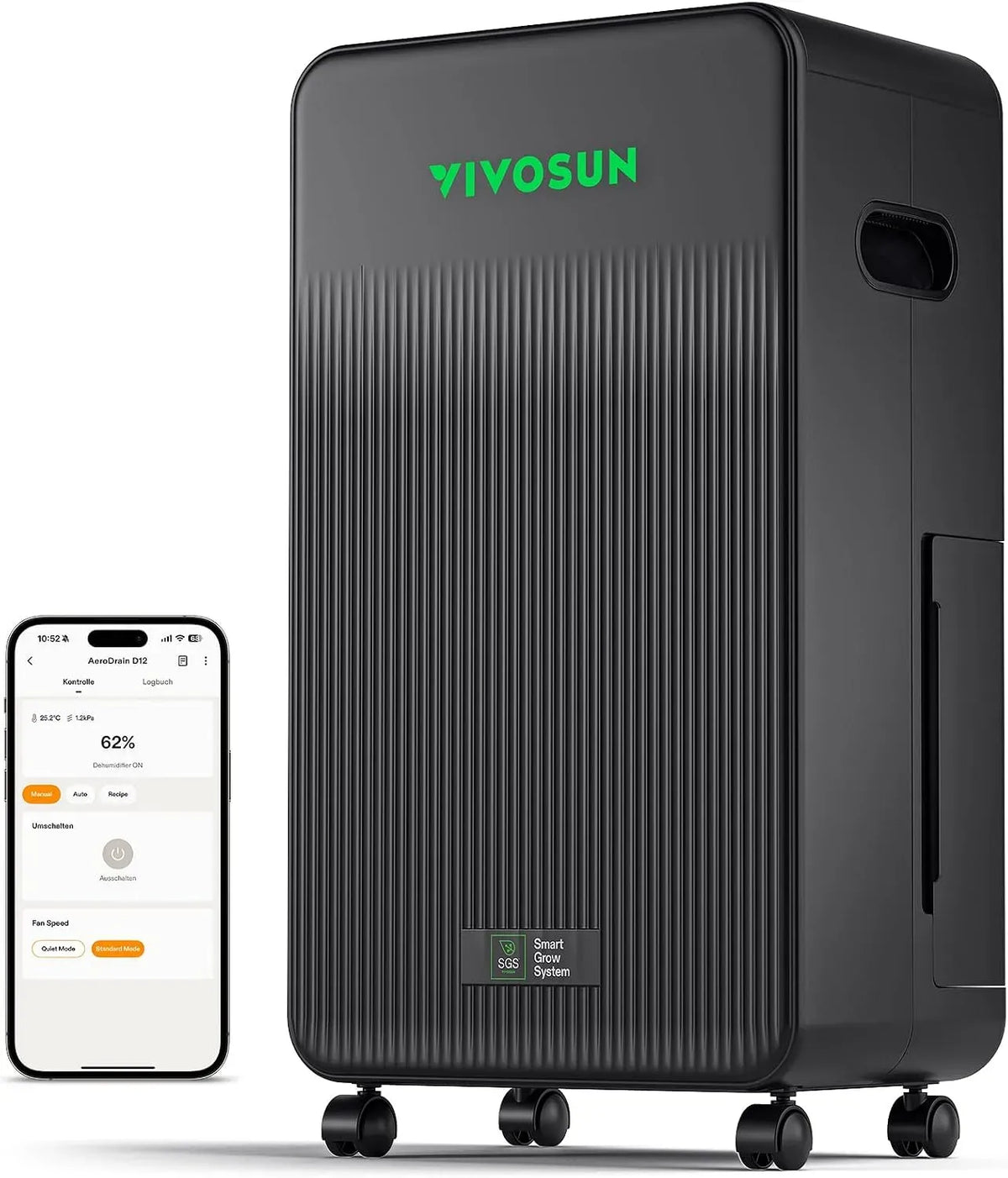 Luftentfeuchter, VIVOSUN 12L/Tag 24H, Timer, App, APP-Steuerung, VPD