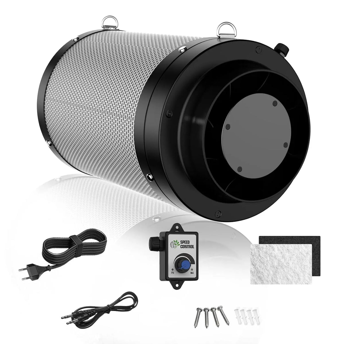 Ventilator, 684 m³/h, Ventilator zur Luftzirkulation, FanGoFast Komplettset 150 mm Rohrventilator EC-Motor 684 m³/h mit Aktivkohlefilter