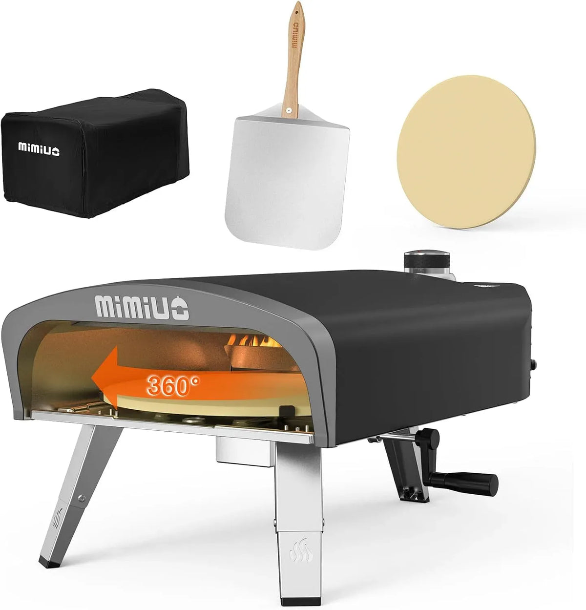Elektrischer Pizzaofen, Ofen zum Backen, Mimiuo Gas Pizzaofen mit Manuellem Drehfunktion und Gasdruckregler