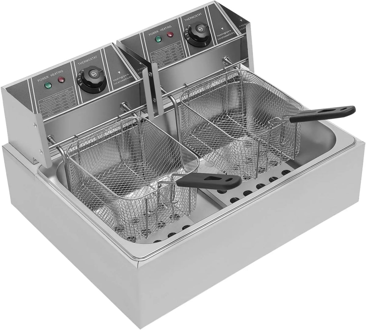 Fritteuse, 16 L, 60 bis 200 °C, 2 Temperaturzonen, Edelstahl