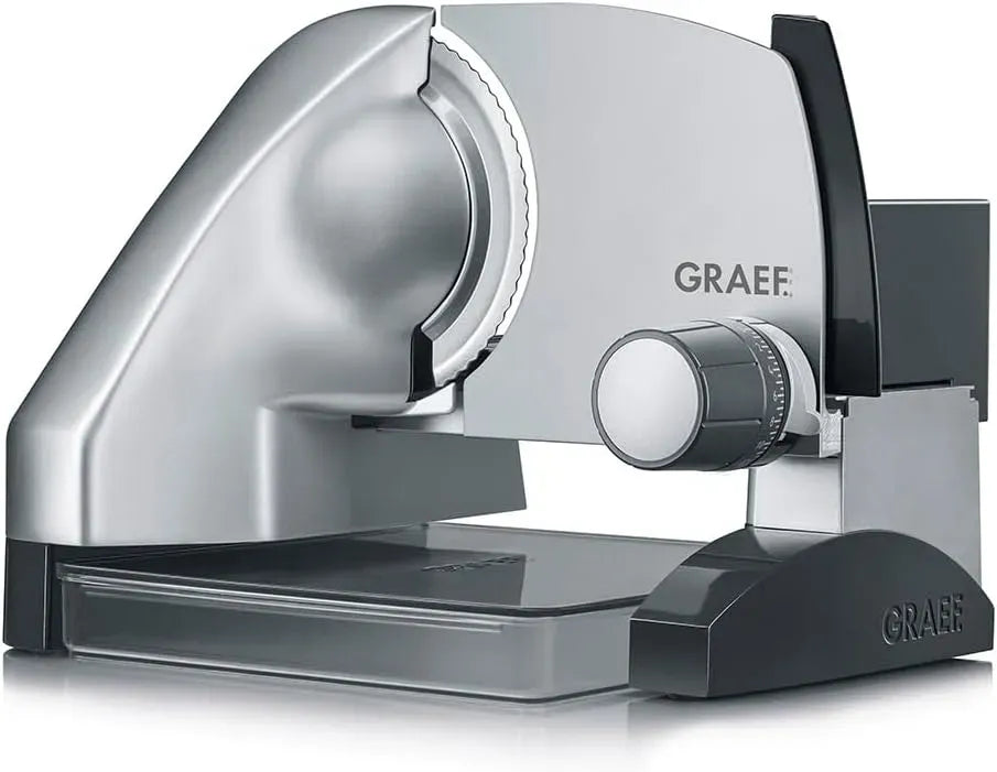 GRAEF SKS500 Edelstahl-Wellenschliffmesser, Allesschneider, Schneidemaschine für Lebensmittel, 170 mm, Kindersicherung, Silber