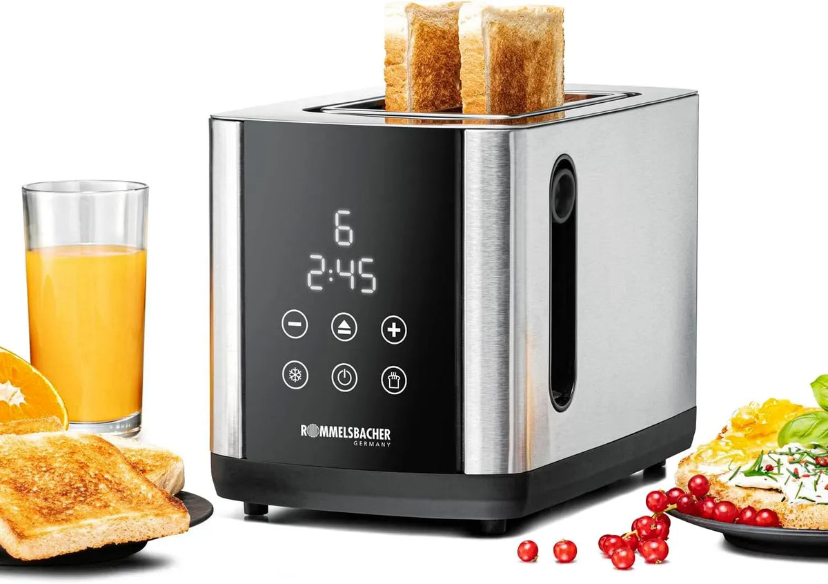 Rommelsbacher TO 850 Toaster, Auftaufunktion, 2 breite Schlitze für Brote bis XL ast, LED-Display, 9 Stufen