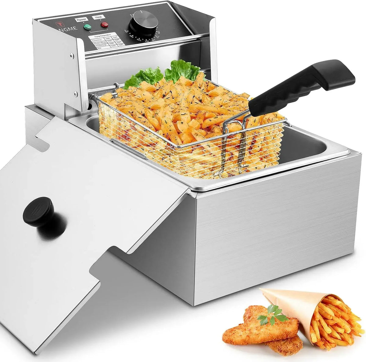mit Korb 10L/12,7QT 2500W Elektrische 0,8mm Edelstahl Verdickt Arbeitsplatte Öl Große Kapazität für Haushalt und Gewerbliche Nutzung mit, 0,8 mm