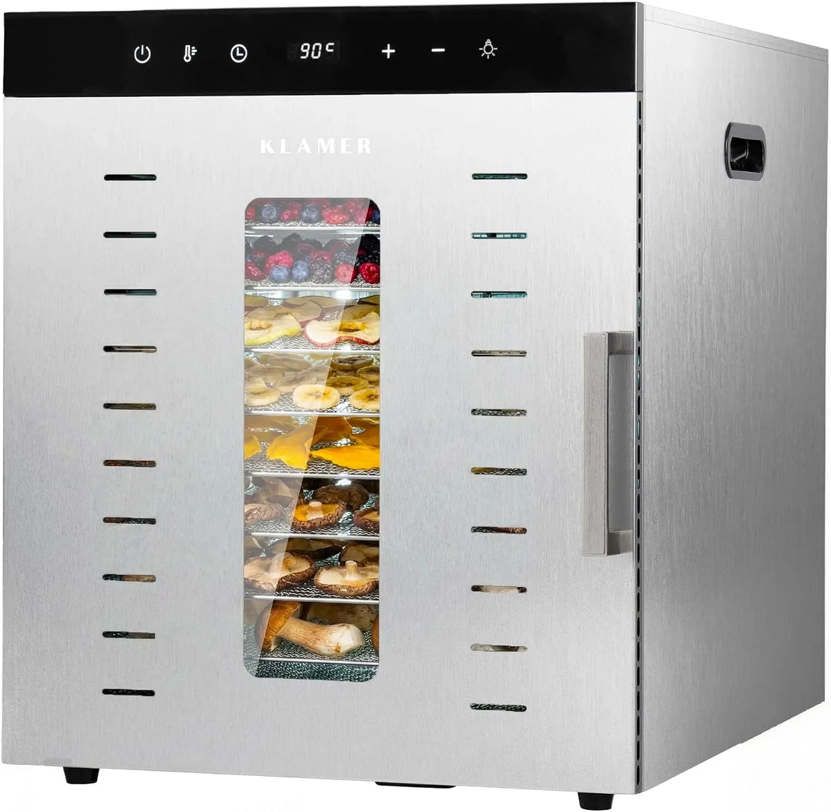 XXL 1000W Dörrautomat, Lebensmitteltrockner, 1000 W, Edelstahl, KLAMER