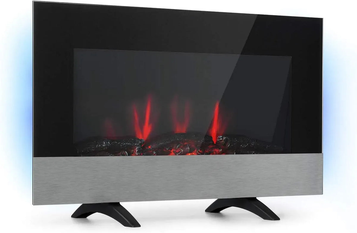 Klarstein Elektroheizung, 2000 W, Timer, Thermostat, Schwarz, LED-Flammenillusion in 7 Farben, Wochentimer, 2 Heizstufen