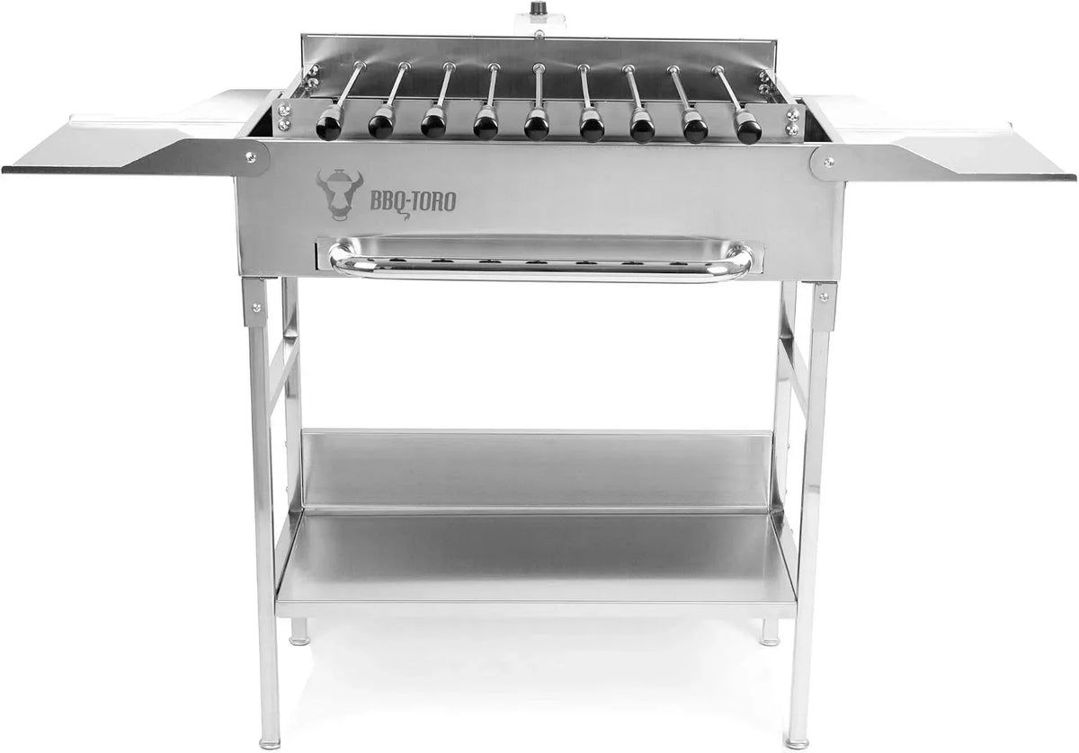 Grilltisch, Outdoor-Arbeitstisch für Grill, BBQ-Toro Grilltisch mit elektrischem Spiessdreher und Grillrost