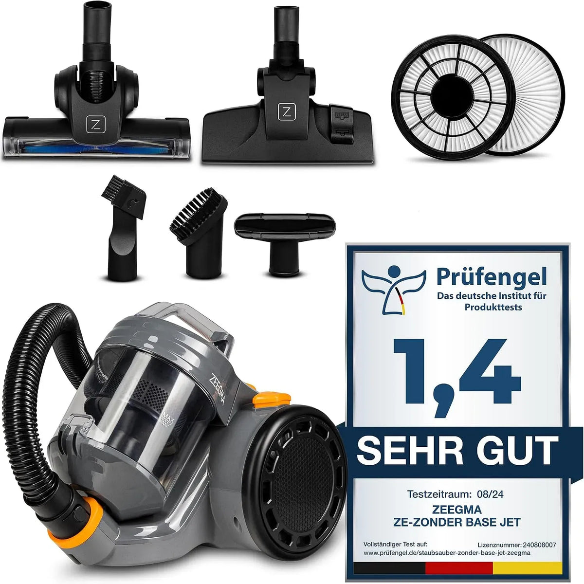 Staubsauger, elektrisches Staubsauggerät, Zeegma Zonder Base Jet Staubsauger beutellos mit Set von Aufsätzen