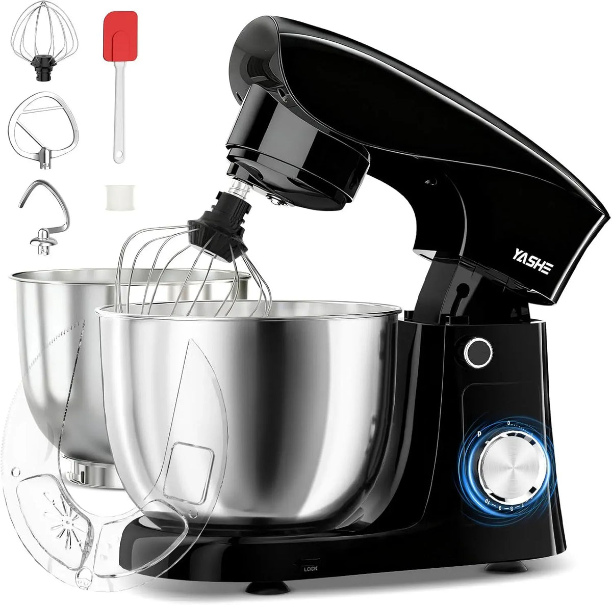 Küchenmaschine, 5 L, 1500 W, YASHE, Edelstahl