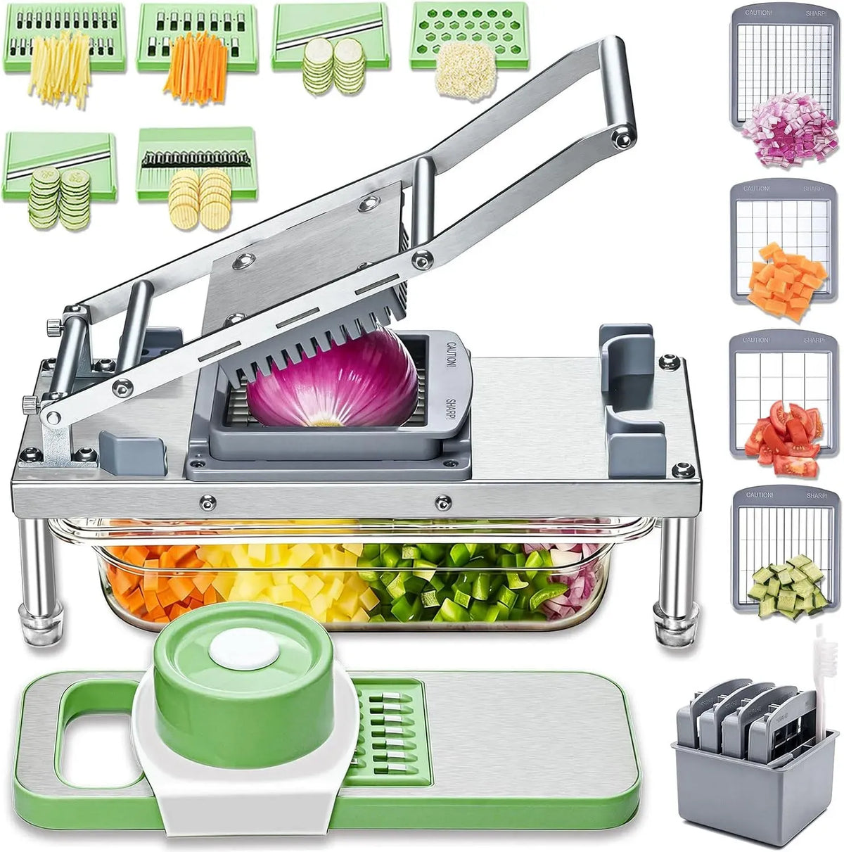 All-in-1 Zwiebelschneider, Gemüseschneider, Behälter