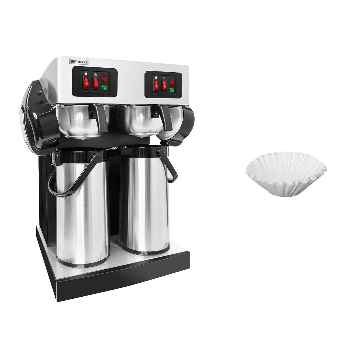 Kaffeemaschine, 2,2 L, GGM, Edelstahl, Kaffeebereiter, Gastro Filterkaffeemaschine 2x 2,2 L Edelstahl