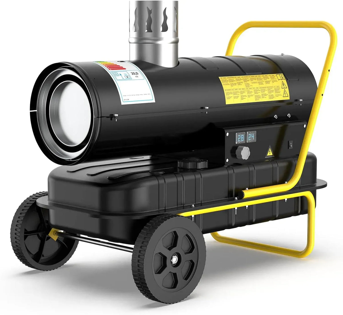 38 L Großtank, Indirekte Diesel Heizkanone 20 kW inklusive Abgasrohr