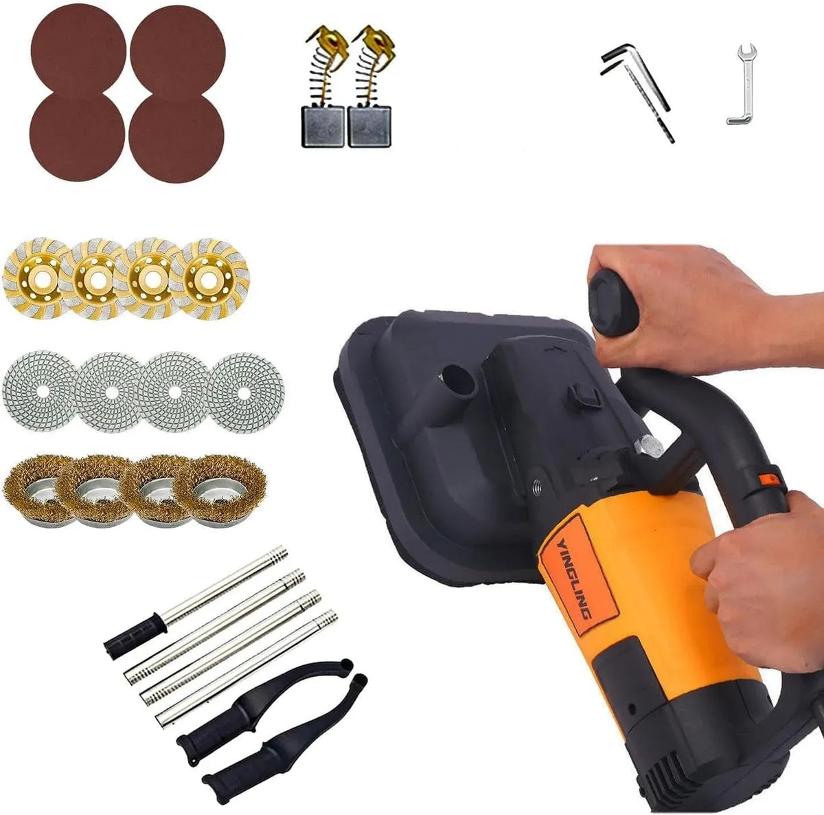 4-Kopf-Bodenpoliermaschine 220V-Novacuumcleaner Kopf-Bodenpoliermaschine, Betonschleifmaschine, Reinkupfermotor, 220 V, Stand- und Wandmontage