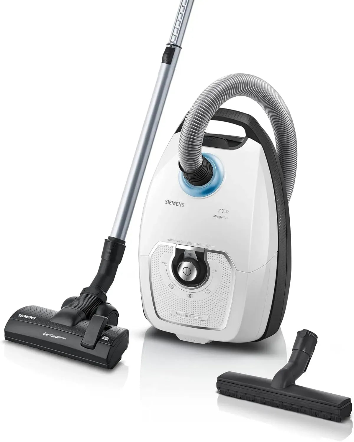 Siemens Z 7 VSZ7442S Staubsauger, 650 W, Hygiene, leise, Weiß, Hygiene-Filter Plus, 0 VS 442S, extrem leise, XXL-Polsterdüse
