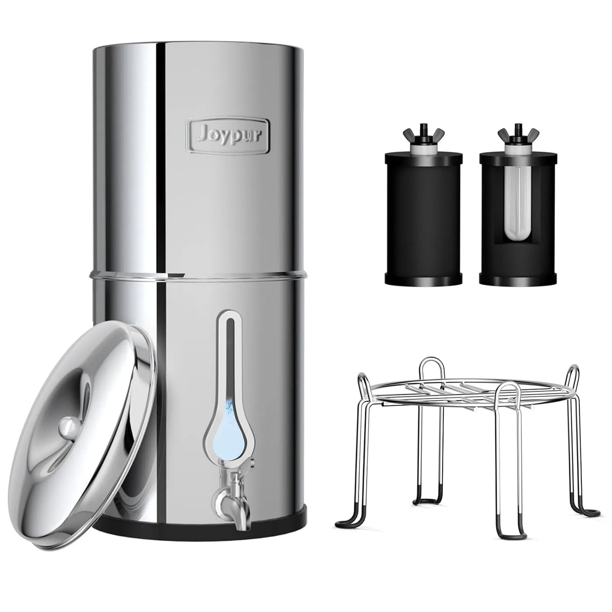 Gravitationswasserfilter, Tischwasserfilter, Trinkwasserfiltersystem, 8,5 L, Camping, Edelstahl, für Zuhause und Camping