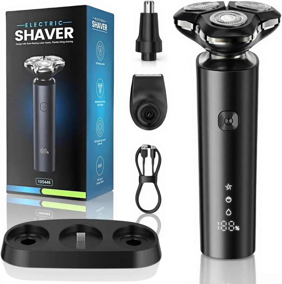 IPX7 Elektrorasierer, IP65, für Männer Magnetic Electric Razor for Men