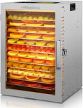 Wäschetrockner, 29X29 cm, 800 W, 30 bis 90 °C, Edelstahl, Dörrautomat Edelstahl 12 Etagen, & 316 Tabletts, 1㎡ Dörrfläche