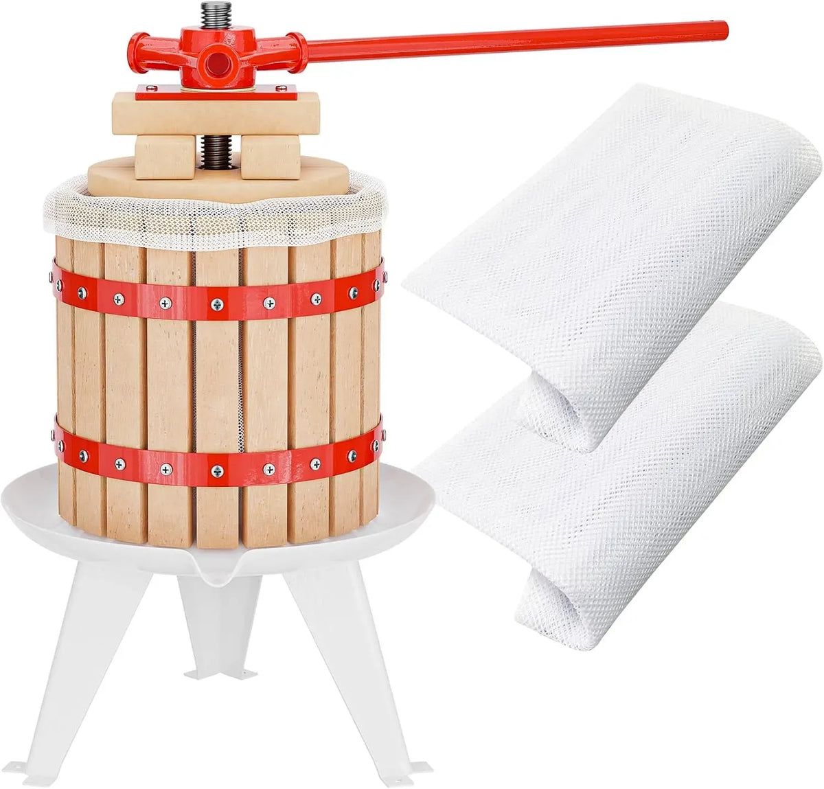 Wiltec Maischepresse, Apfelpresse, Obstpresse, Weinpresse, Saftpresse, 12 L, Holz