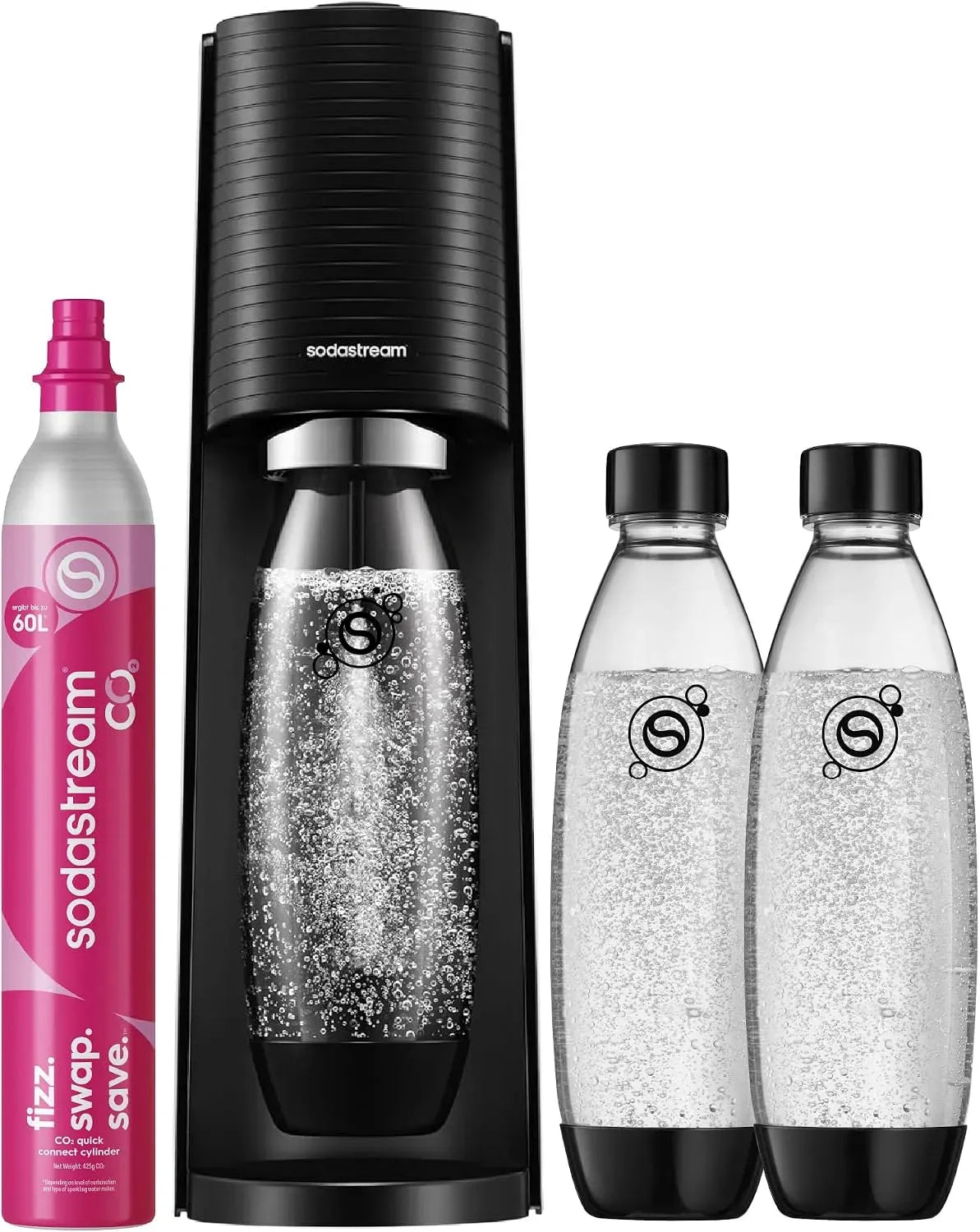 CO2-Zylinder SodaStream TERRA Wassersprudler, 3x 1L Sprudlerflaschen &