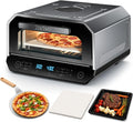 Elektrischer Pizzaofen, 6 Programme, Neapolitanische Pizza in 90 Sek, Pizzaschaufel & Pizzastein & Backblech, 6 Programme & & 6 Kochmodi