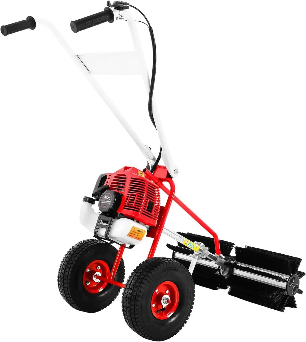 43cc 2-Takt Kehrmaschine, Bodenkehrmaschine, 60cm, 60 cm, für Garten Rasen und Gehweg Reinigung zur Schneeräumung, 1.7 PS