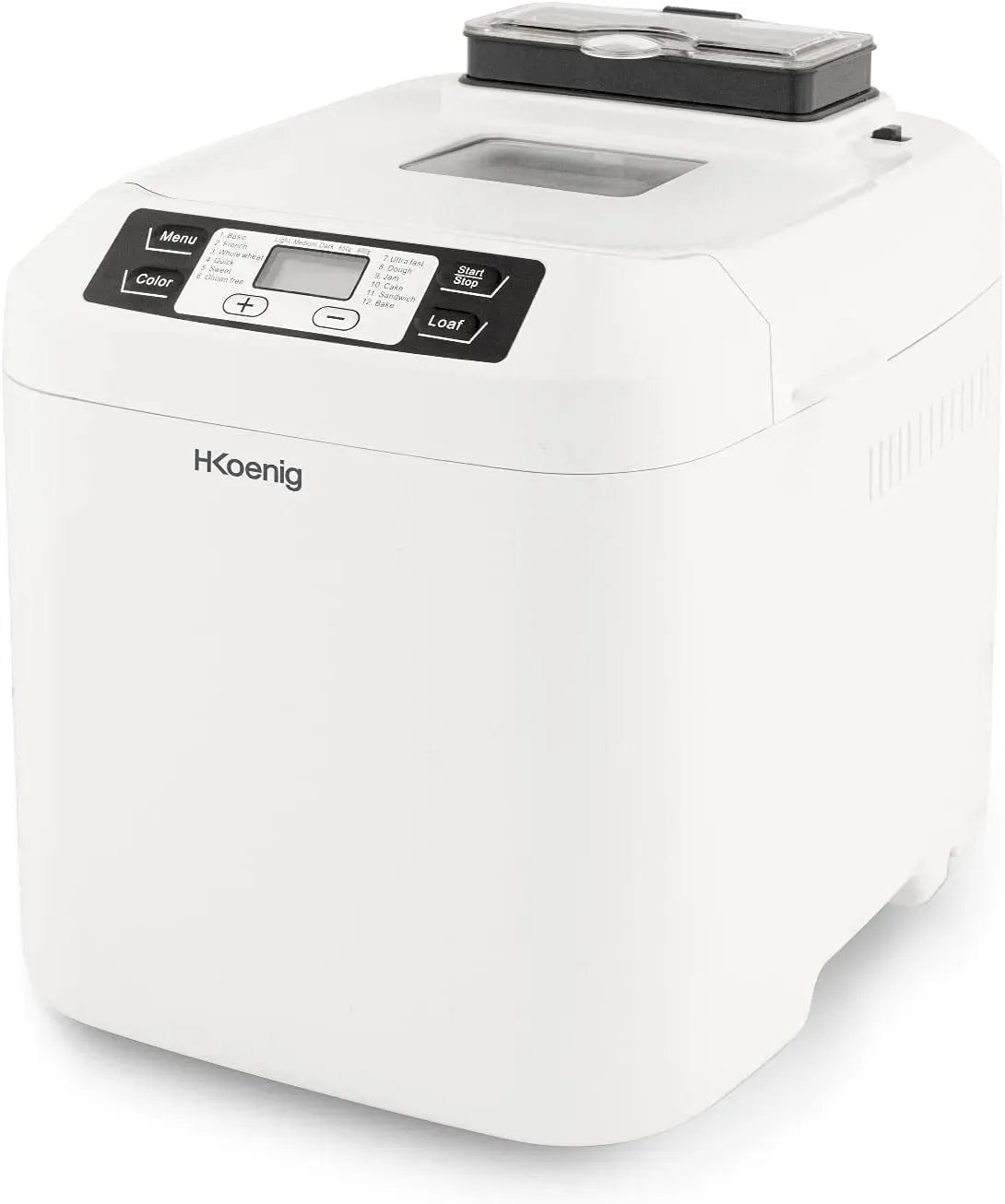 Brotbackautomat, 550 W, Brotbackmaschine, H.Koenig, Warmhaltefunktion, LCD-Display, 2 Brotgrößen