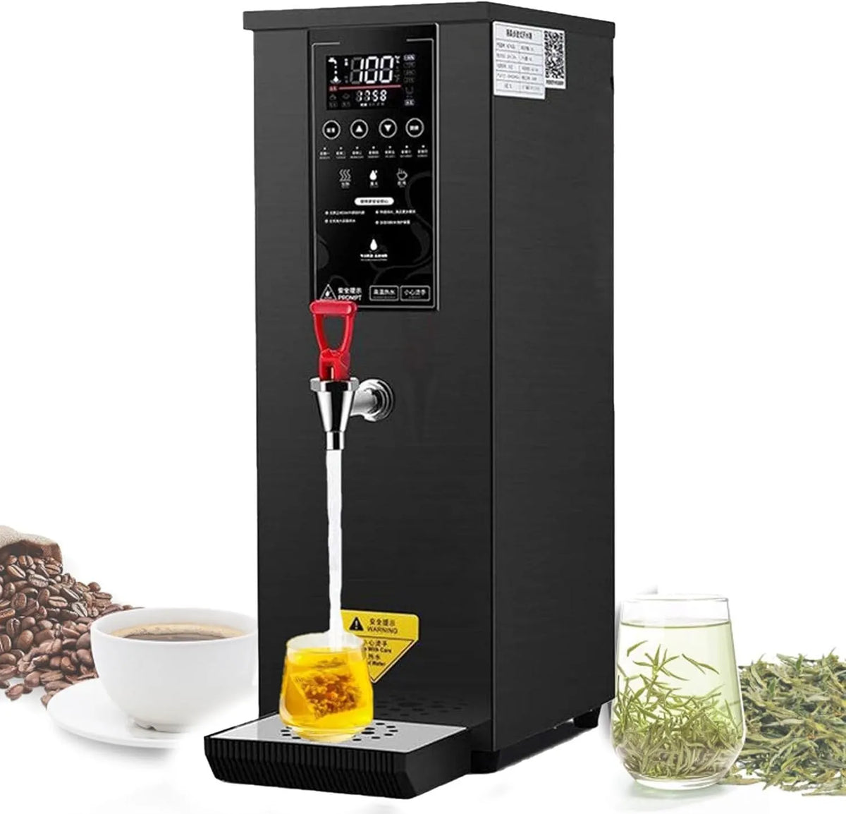 Warmwasserbereiter, Gastronomie, Schwarz, Heißwassergerät, 60-Liter-Warmwasserbereiter für den gewerblichen Gebrauch mit automatischem Spender