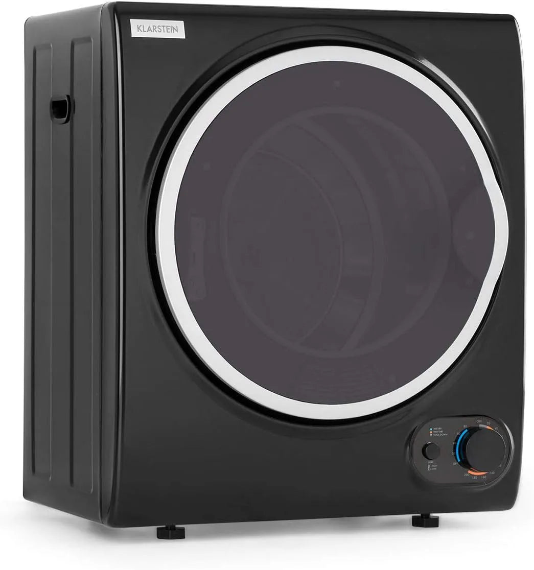 Klarstein Wäschetrockner, 850 W, 2,5 kg, freistehend, Timer, Schwarz, Timer 20 bis 200 Minuten, Jet Set 2500, Wärmewahl bis 60 °C, PTC-Heizelement