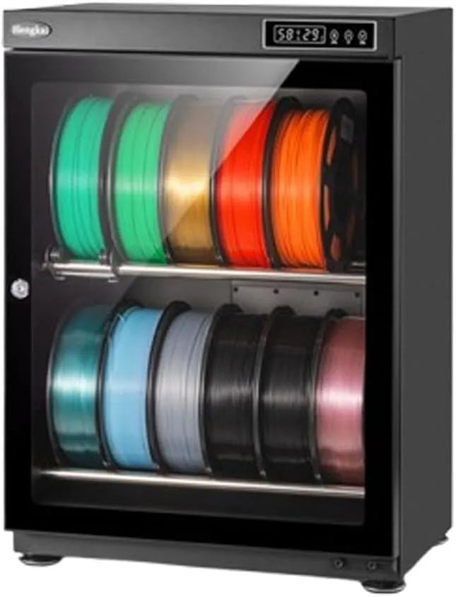 Aufbewahrungsschrank, Trockenschrank, Edelstahlregal, 70 L, 50 Kg, 4 mm, 3D-Optik, Digitalanzeige, Kunststoff, Glas, Werkstatt