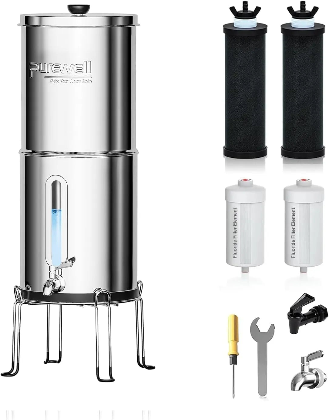8-Stufen-Filtersystem Schwerkraft-Wasserfilter, Wasserreiniger, Trinkwasserfiltersystem, 8,5 L, Camping, für Familie & Notfall, Purewell