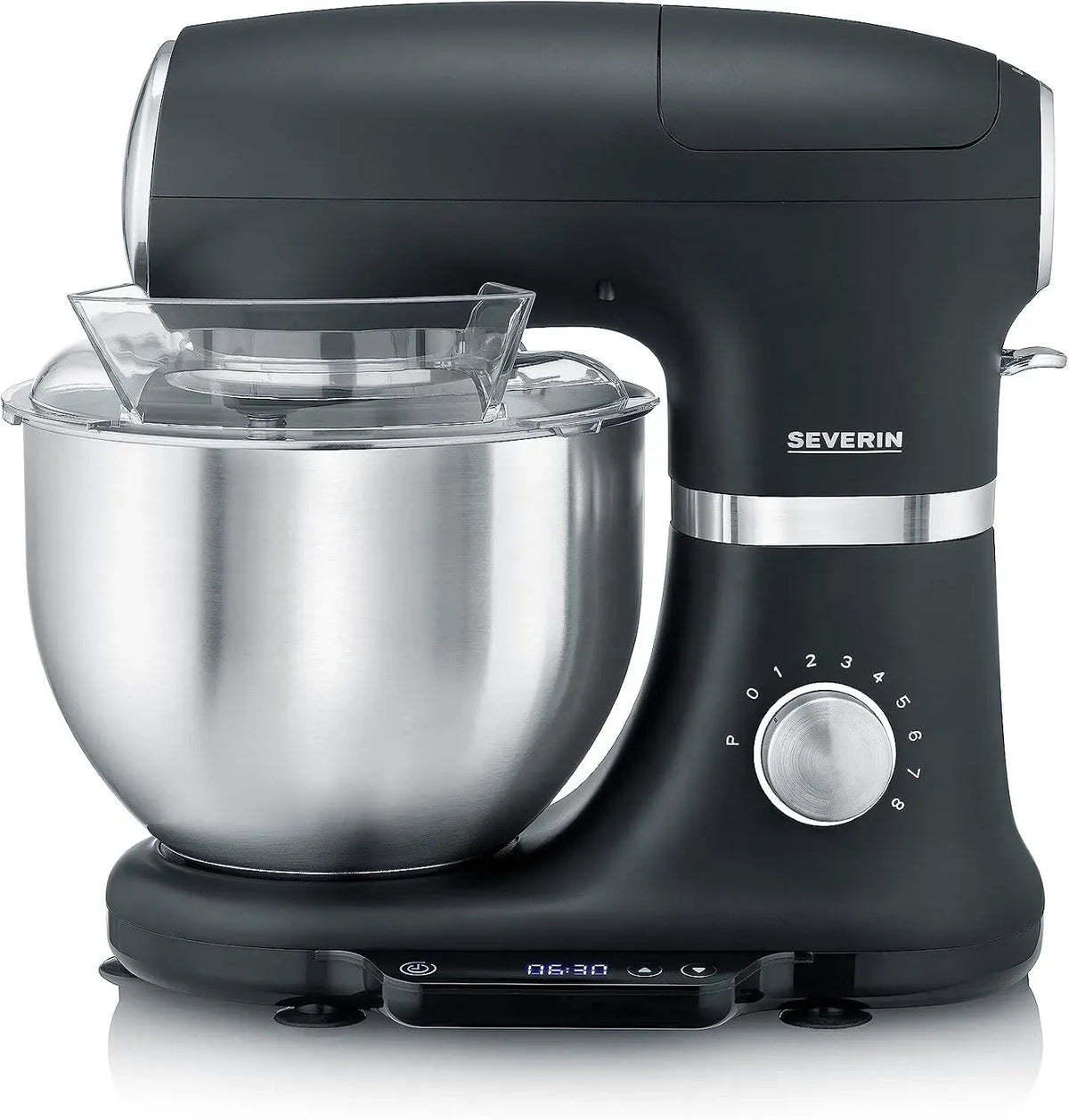 Severin KM 3898 Küchenmaschine, Edelstahl, Schwarz, große Knetmaschine für bis zu 3 kg Kuchenteig, 1.000 W