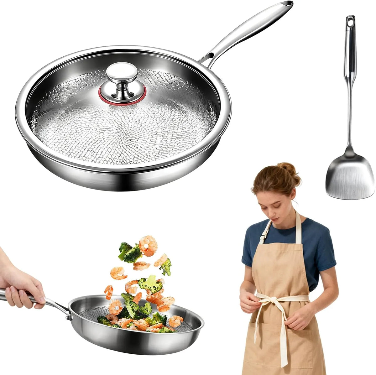 Pfanne, 24CM, 24 CM, Antihaftbeschichtung, für alle Herdarten Induktion, Titan