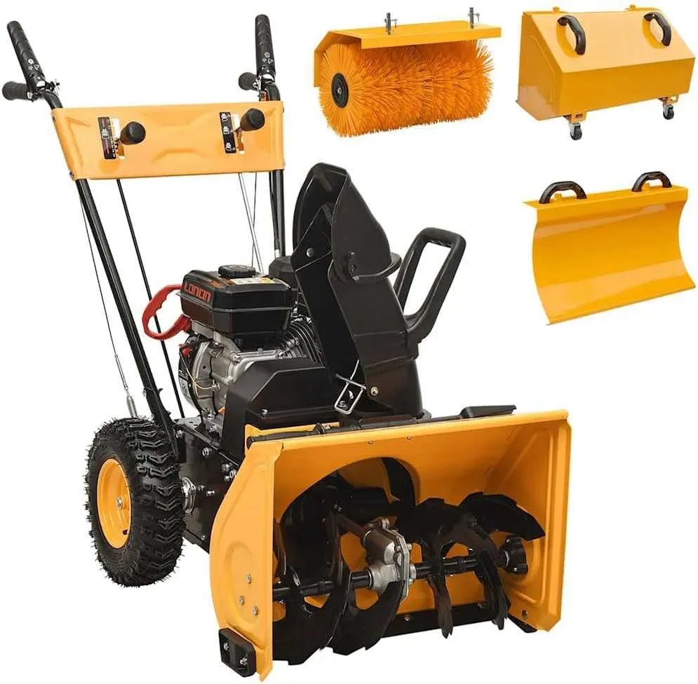 4-in-1 196ccm Kehrmaschine, Schneefräse, Schneeräumgerät, Bodenkehrmaschine, ACAGALA, 6,5 PS