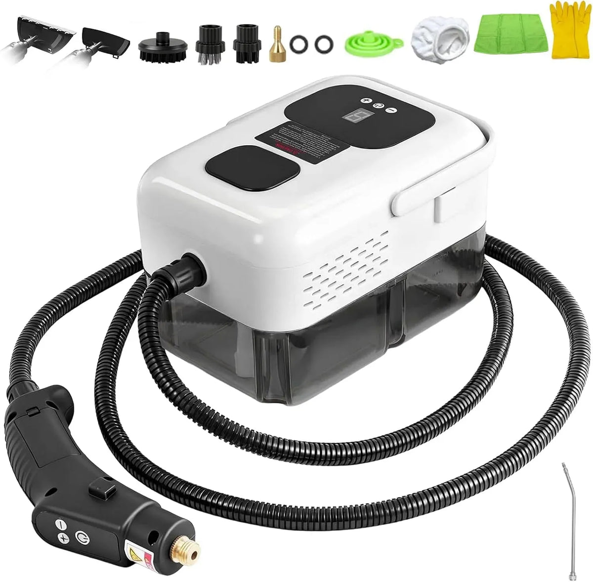 Dampfreiniger, 1500 W, Dampfreiniger 12-Teiligem, Druckdampf, Einsatz auf Böden, in Küche, Auto und an Fenstern, 1500W Steam Cleaner für Haushalt