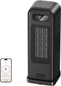 Google 12-Std-Timer Pack+4 Elektroheizung, 1500 W, tragbar, leise, Google Assistant, Alexa und Siri, Schwarz, 70° Oszillierwaend, 1 Modi