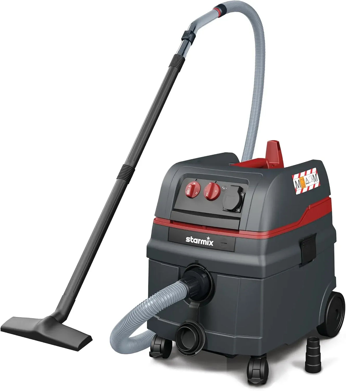 Starmix M-1625 Nass-/Trockensauger, Industriesauger, Gerätesteckdose, 25 L, 1600 W, 5 m, für Baustelle & Werkstatt