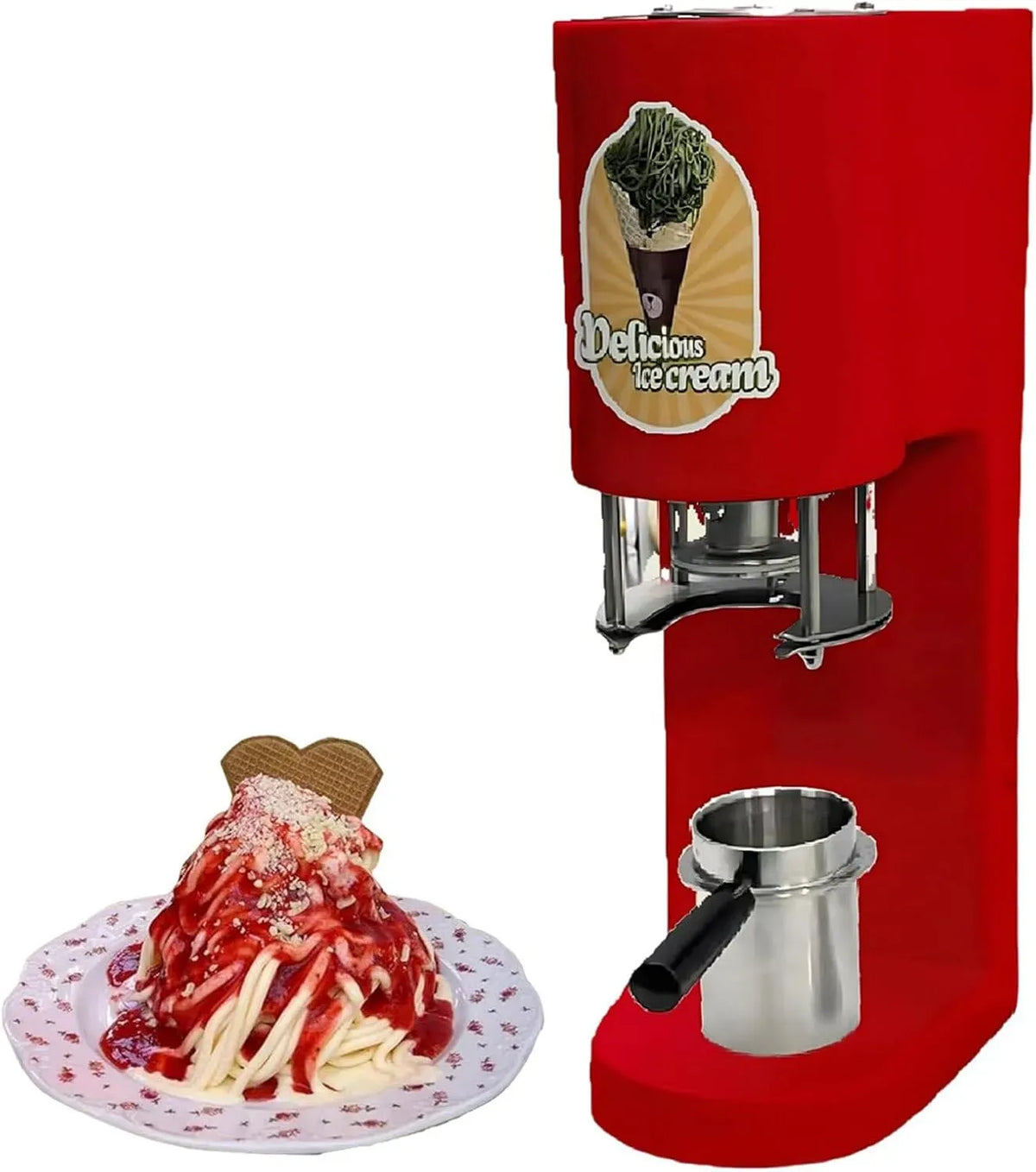 Edelstahlbehälter, Presse, 80 W, 420 Ml, Rot, für Gelato Und Eisbars Red
