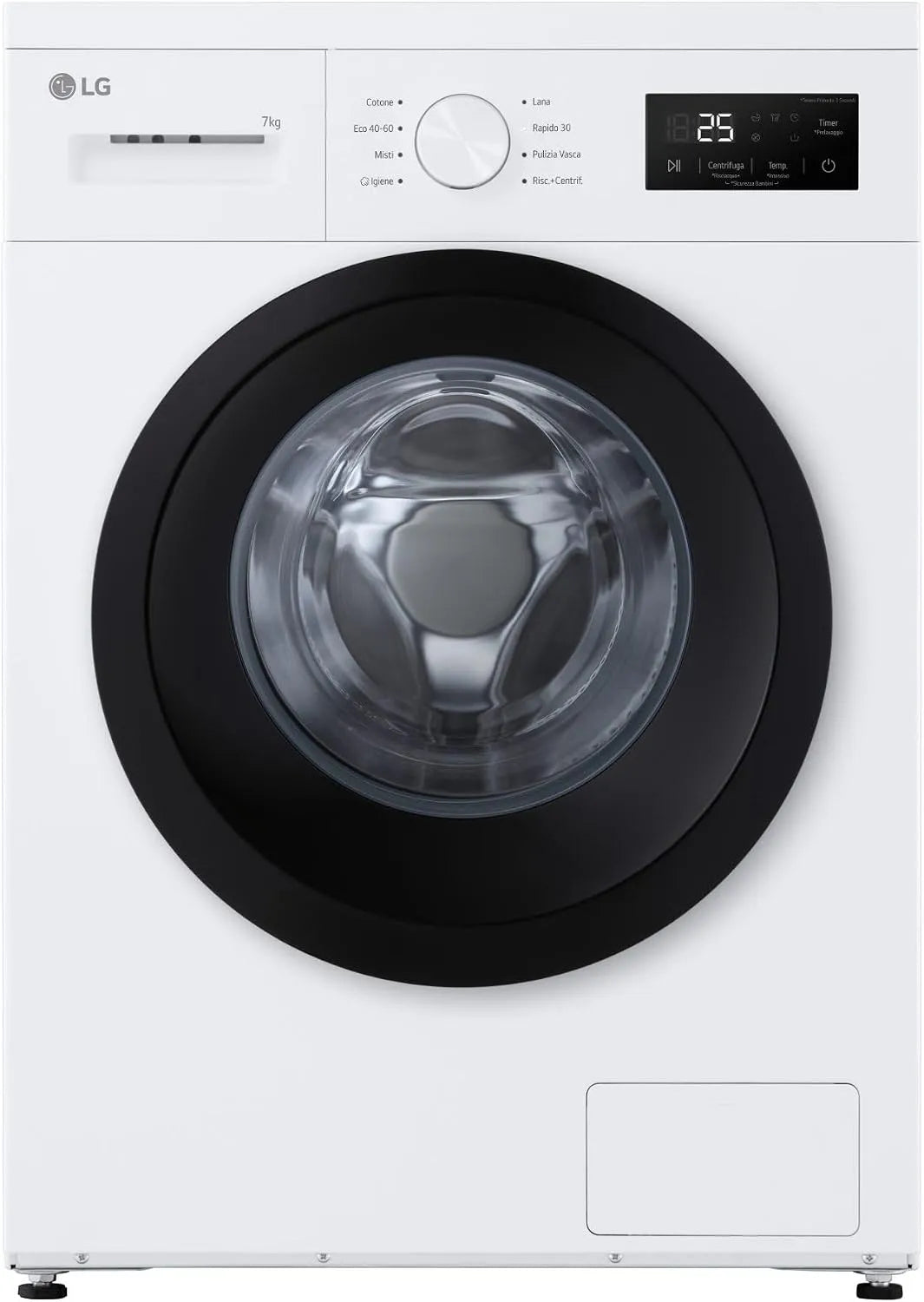 LG F4NA10S7NWK Waschmaschine, 7 kg, Energieklasse A, freistehend, Dampf, Hygiene, schmal, Weiß, 1400 Umdrehungen, Hygieneprogramm mit Dampf