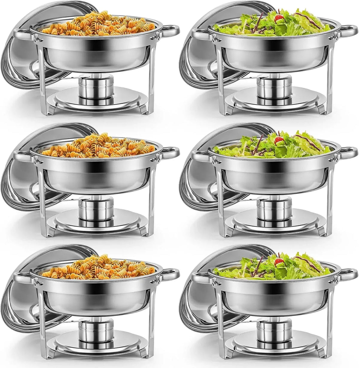 Chafing Dish Warmhaltebehälter, 5 L, Wilprep 6er-Set, Warmhaltefunktion, Restaurant, Edelstahl, Edelstahl-Speisenwärmer
