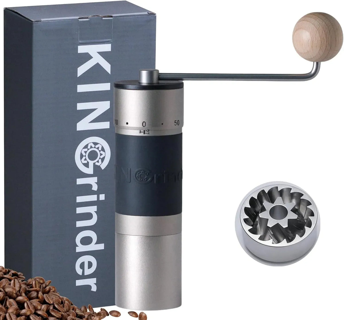 Kaffeemühle, Kaffeebohnenmühle, Silber, 【Silber】KINGrinder K6 Manuelle Kaffeemühle