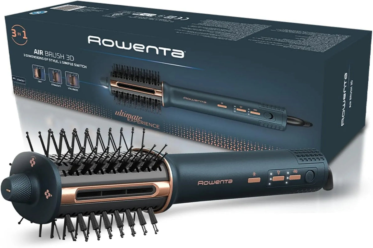 Rowenta 3-in1 UB9720 Warmluftbürste, Stylingbürste, 3D-Optik, 2 Temperaturzonen, Wärmefunktion, Rot