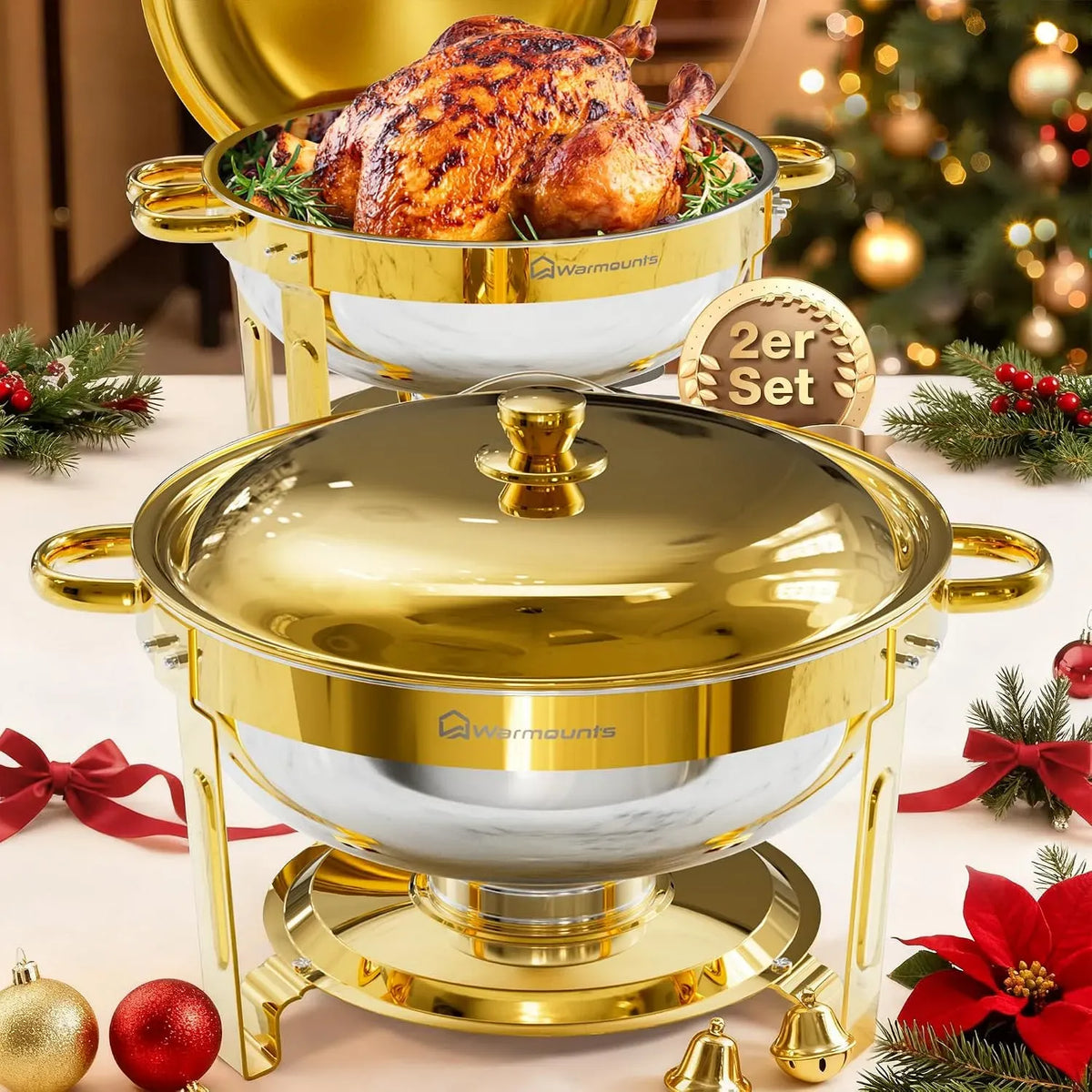 Chafing Dish Warmhaltebehälter, 5 L, WARMOUNTS 2er, Gastronomie, Edelstahl