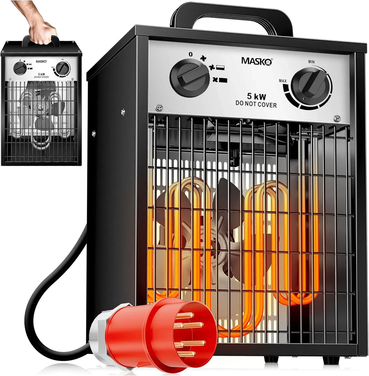 Elektroheizung, Thermostat, Weiß, 5 KW, elektrisches Heizgerät