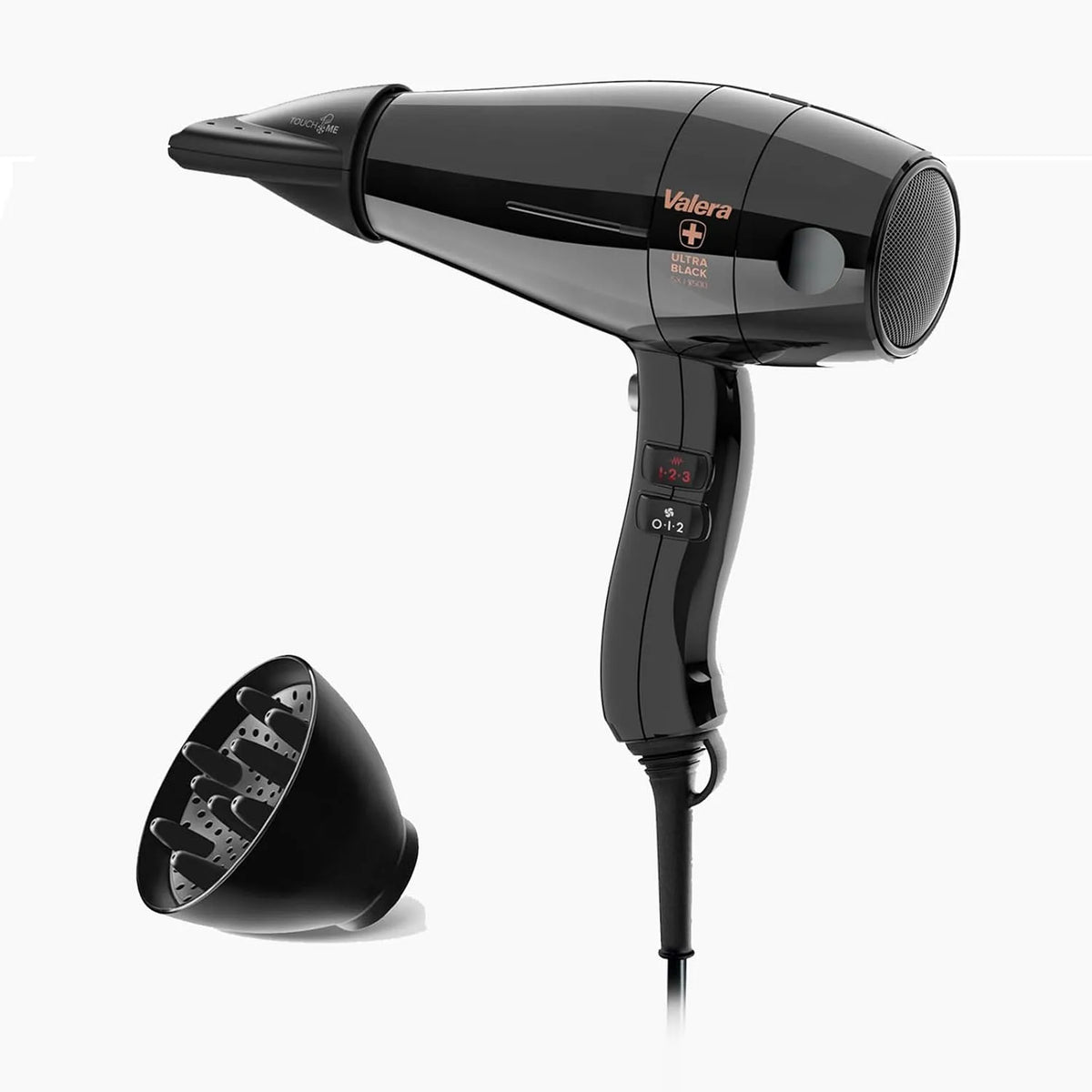 Wäschetrockner, 2000 W, gewerblich, 2 Temperaturzonen, Schwarz, Swiss Silent Jet 8500 Ultrablack, verdrehsicherem Super-Flex-Kabel